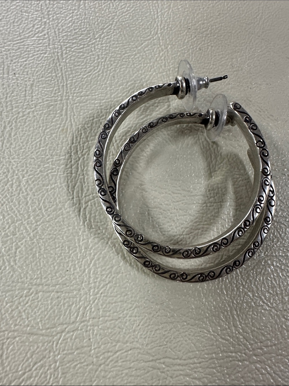 Brighton 2” Silver Crystal-Accented Hoop Earrings - Women Jewelry - Picture 3 of 4
